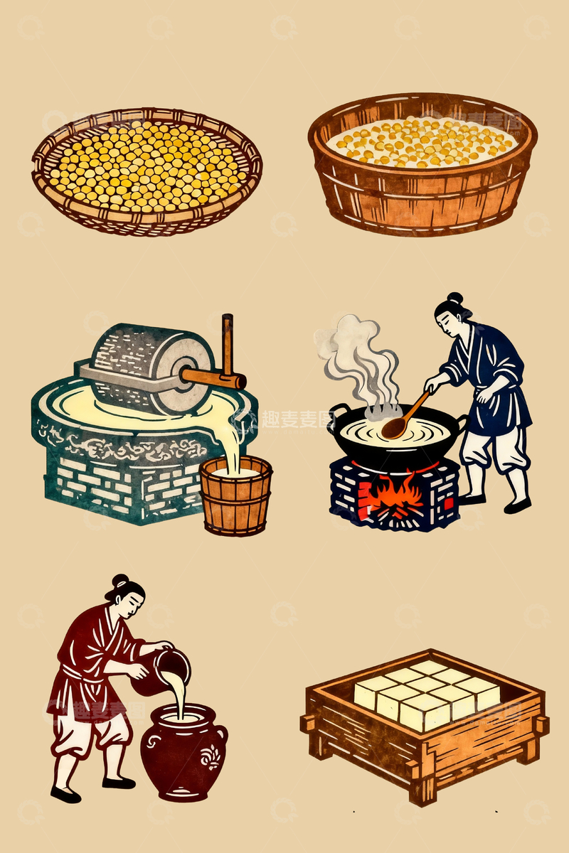 源文件下载【趣麦麦图】-版画豆腐制作过程1