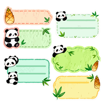 卡通熊猫标签贴纸设计元素