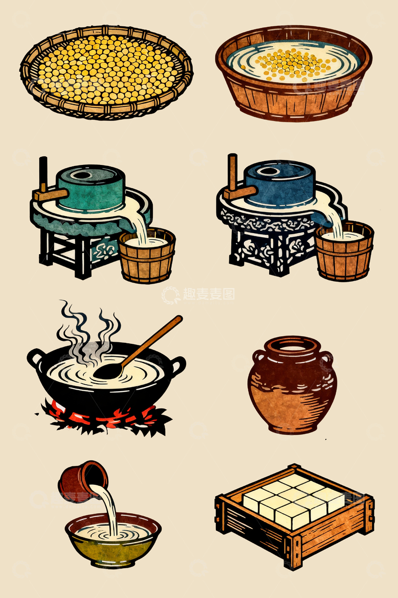 源文件下载【趣麦麦图】版画豆腐制作过程4