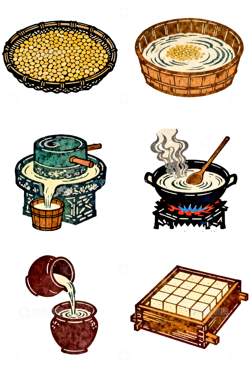 源文件下载【趣麦麦图】-版画豆腐制作过程3