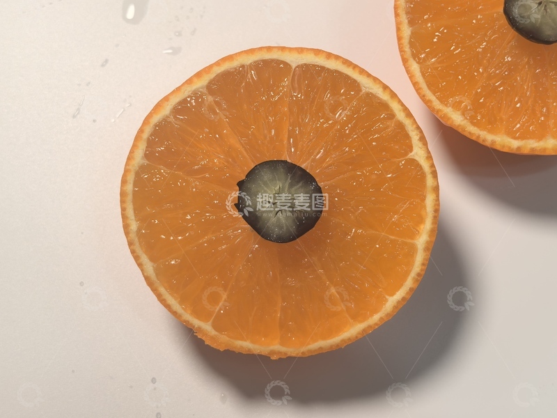 高清大图下载【趣麦麦图】新鲜橙子切片特写摄影1