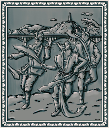 陕北民俗文化浮雕-腰鼓