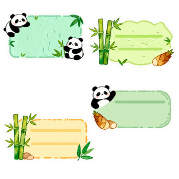 熊猫竹子装饰标签设计素材