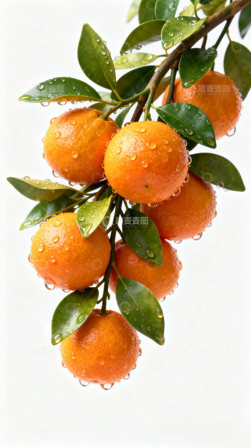 高清大图下载【趣麦麦图】清新橘子绿叶水滴特写