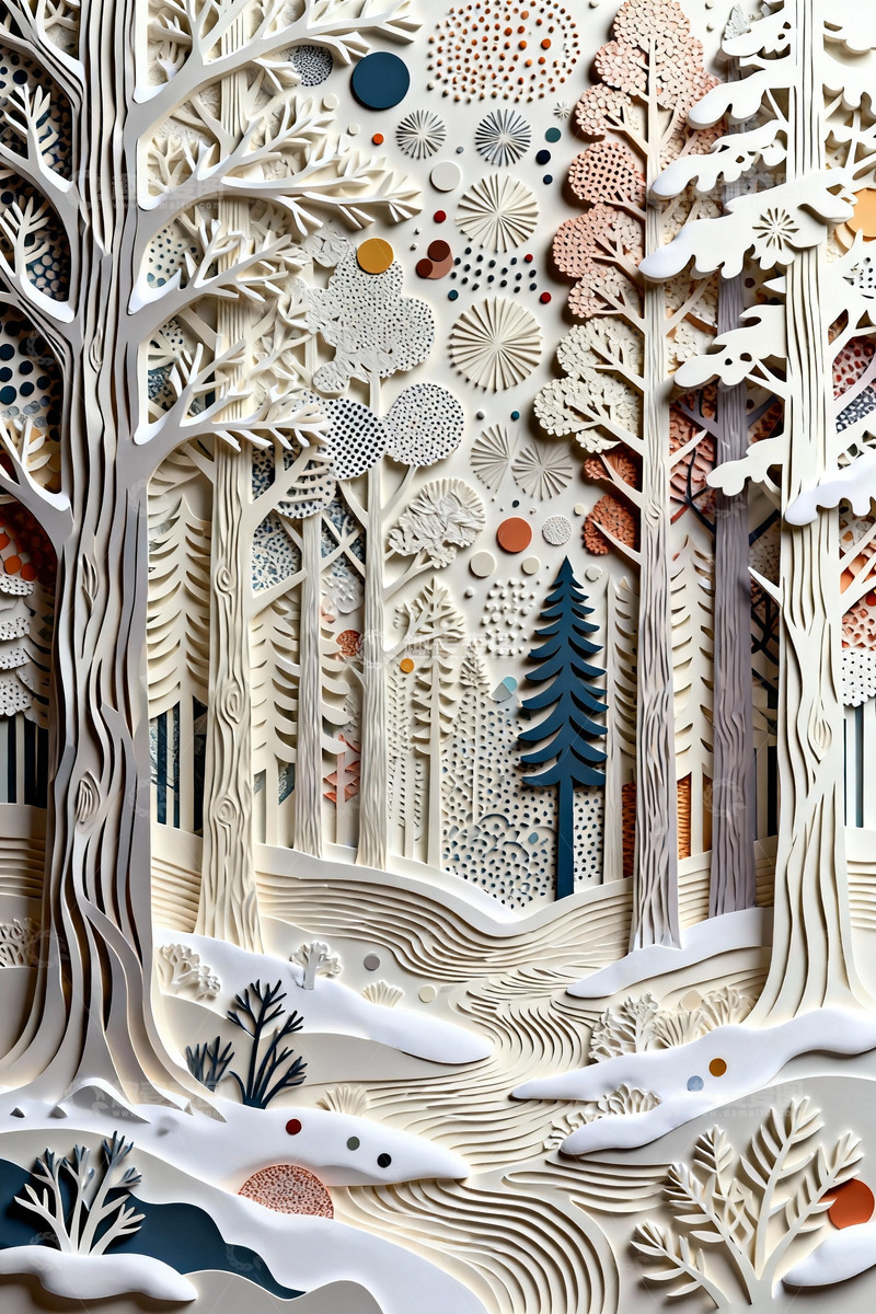 高清大图下载【趣麦麦图】纸雕森林风景艺术作品