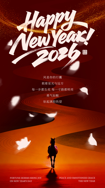 新年贺岁马踏星光海报设计