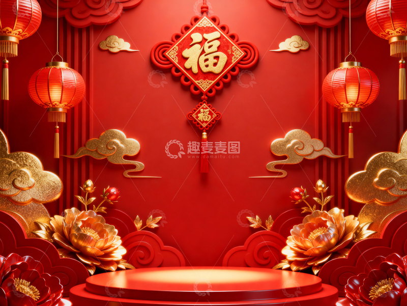 高清大图下载【趣麦麦图】 新年元旦春节背景_普屏004