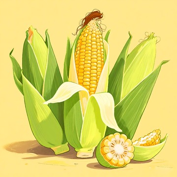 三个玉米棒绘画