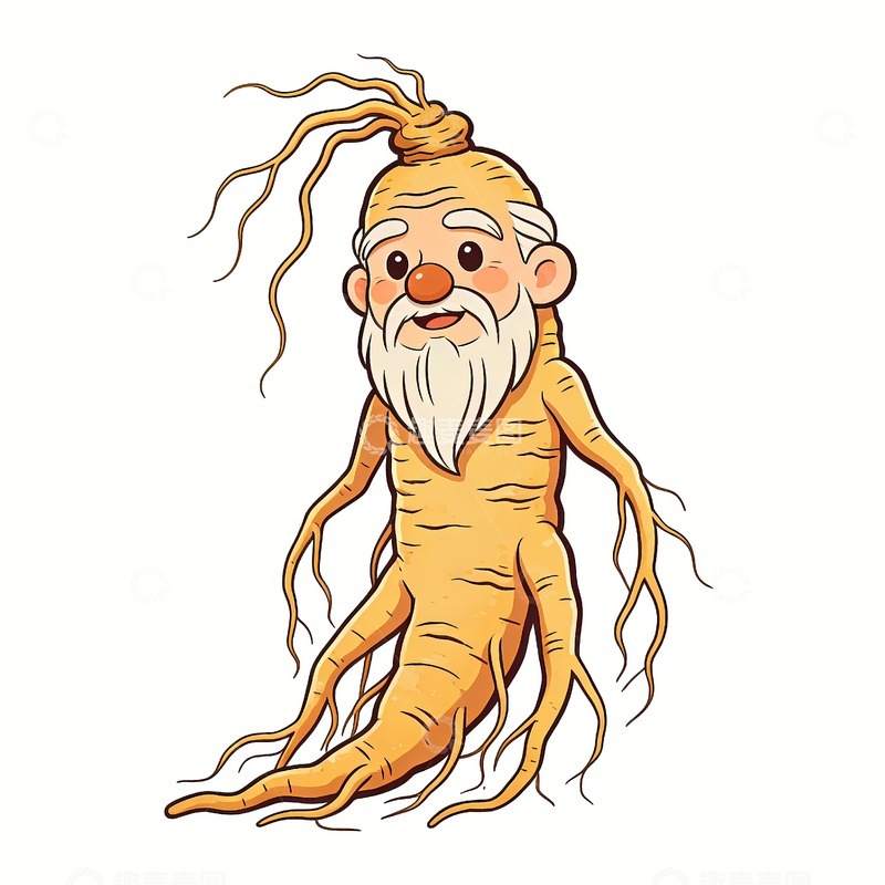 高清大图下载【趣麦麦图】人参手绘插画