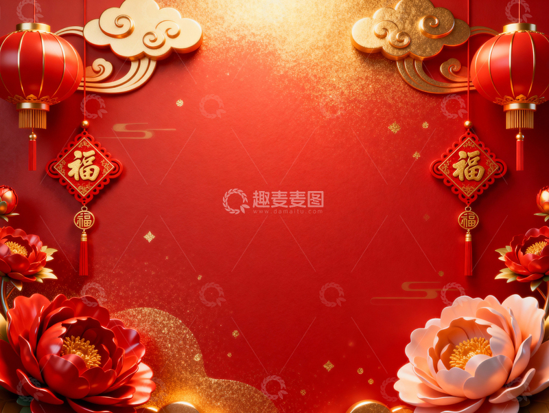 高清大图下载【趣麦麦图】 新年元旦春节背景_普屏001