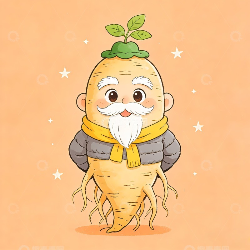 高清大图下载【趣麦麦图】人参卡通绘画