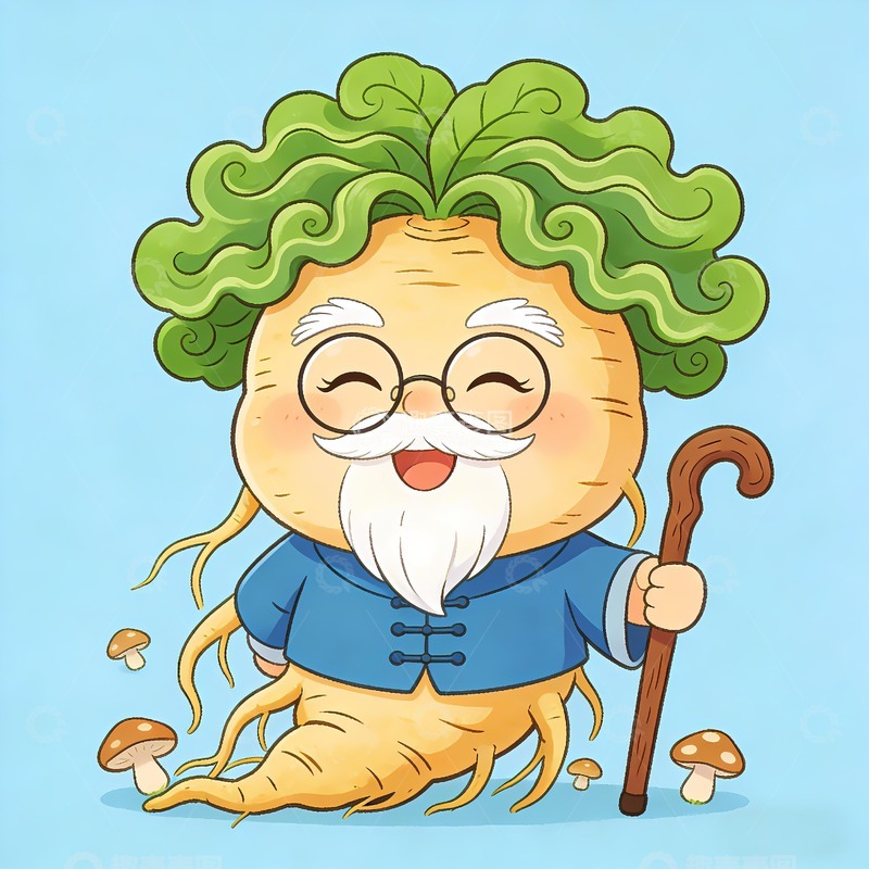 高清大图下载【趣麦麦图】卡通人参老爷爷