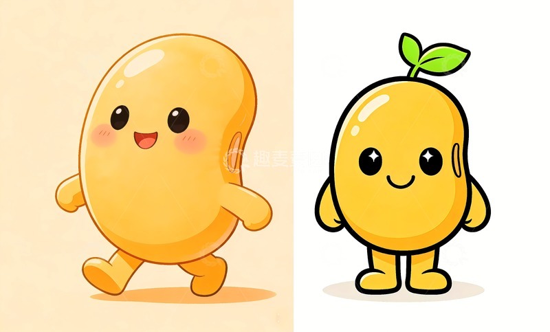 高清大图下载【趣麦麦图】一颗可爱的黄豆卡通