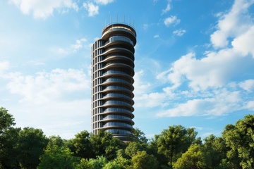 城市里的独栋楼房建筑