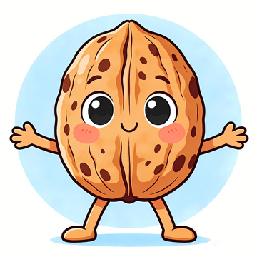 一个核桃手绘插画