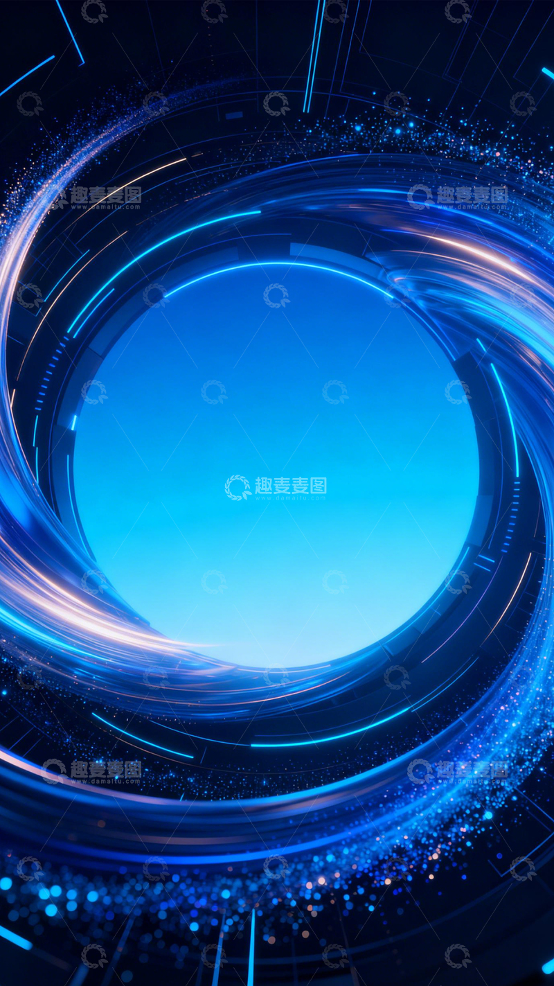 高清大图下载【趣麦麦图】蓝圈旋流科技现代