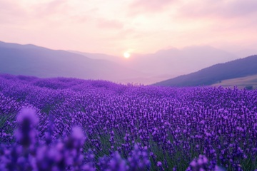 一片紫色的薰衣草花田