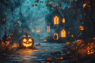 万圣节南瓜灯和黑暗古堡