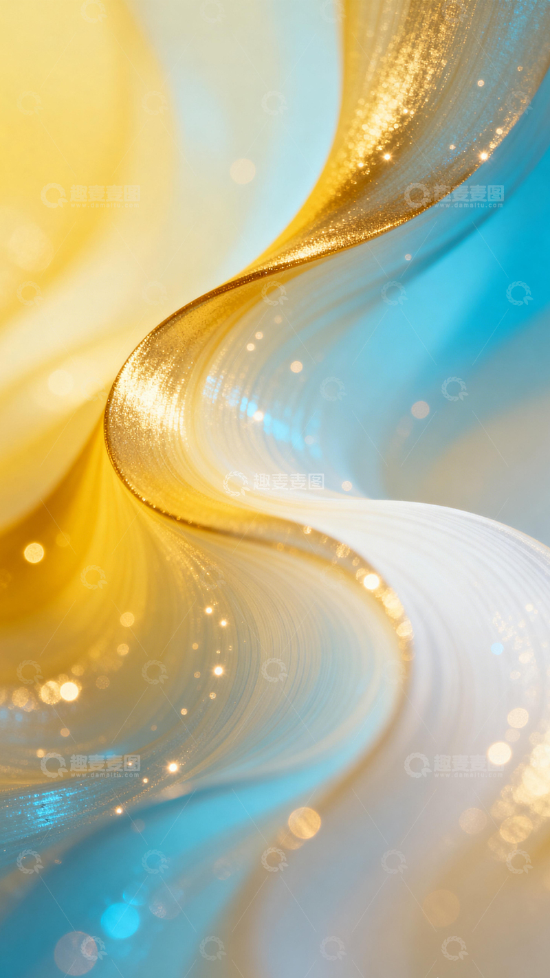 高清大图下载【趣麦麦图】黄蓝金浪奢华灵动