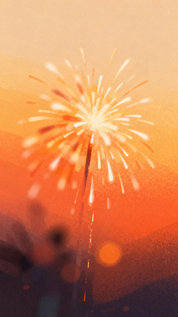 橙金烟花喜庆梦幻