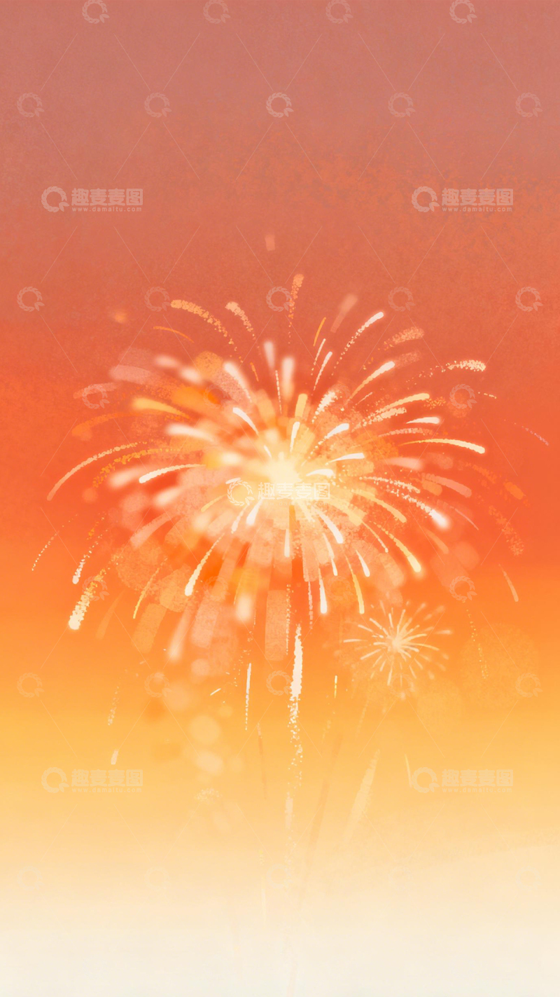 高清大图下载【趣麦麦图】橙金烟花喜庆梦幻1