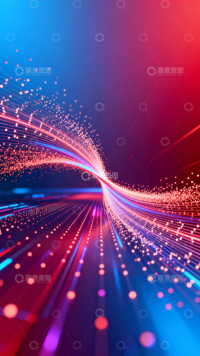 高清大图下载【趣麦麦图】红紫流光科技动感3