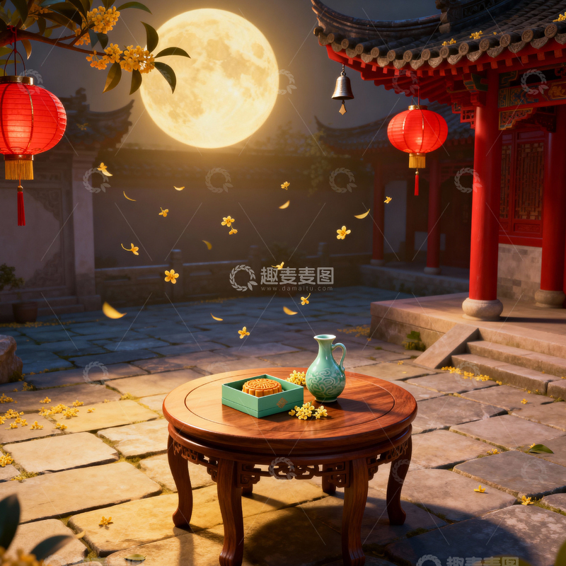 高清大图下载【趣麦麦图】中秋节月饼背景_方屏043