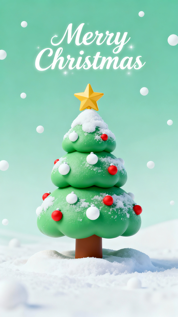 三维建模风格立体圣诞树海报1