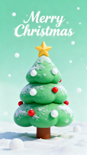 三维建模风格立体圣诞树海报3