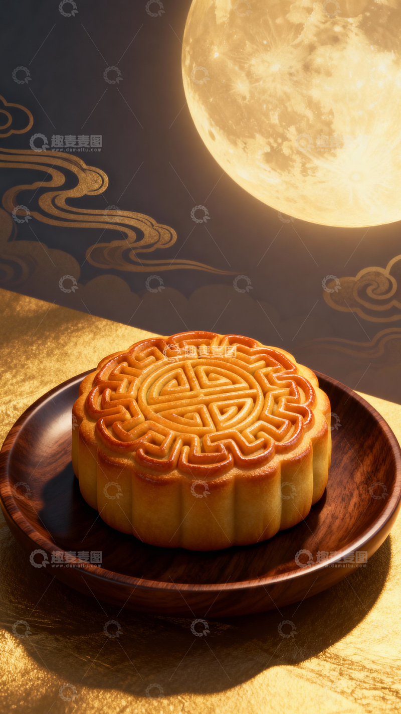高清大图下载【趣麦麦图】 中秋节月饼背景_竖屏007