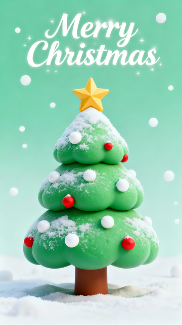 三维建模风格立体圣诞树海报2