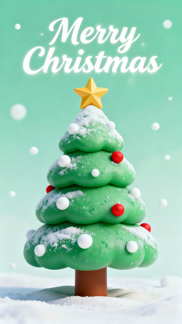 三维建模风格立体圣诞树海报4