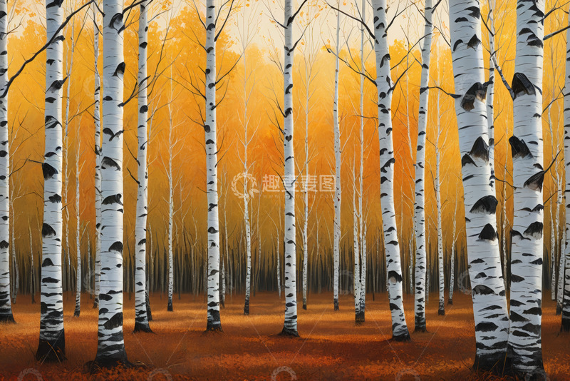 高清大图下载【趣麦麦图】秋季白桦林自然风光