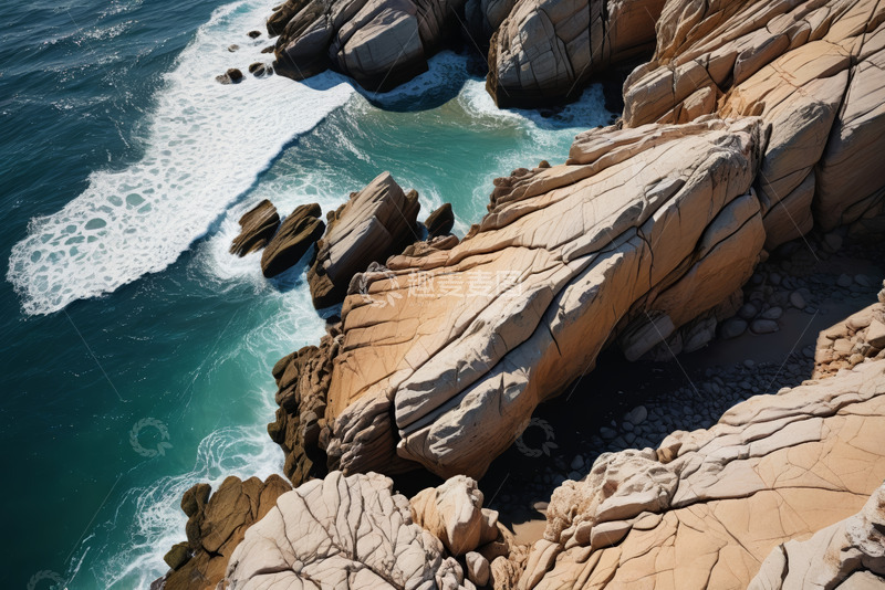 高清大图下载【趣麦麦图】海岸边岩石与海浪景象
