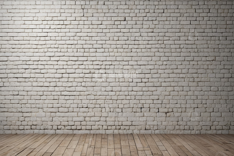 高清大图下载【趣麦麦图】室内白砖墙与木地板背景