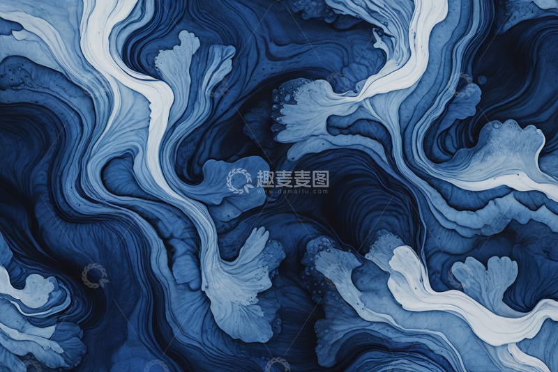 高清大图下载【趣麦麦图】蓝白色流体艺术纹理图案
