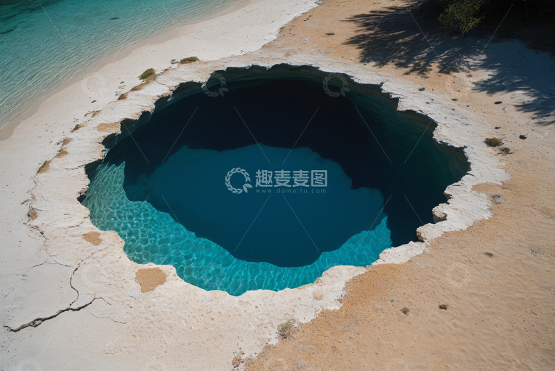 高清大图下载【趣麦麦图】沙滩上的圆形水潭