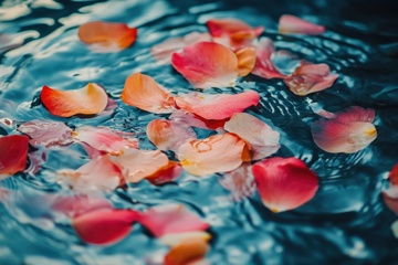 湖泊里的玫瑰花瓣