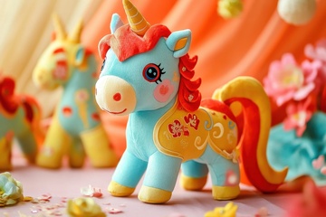 布偶做成的一匹玩具马