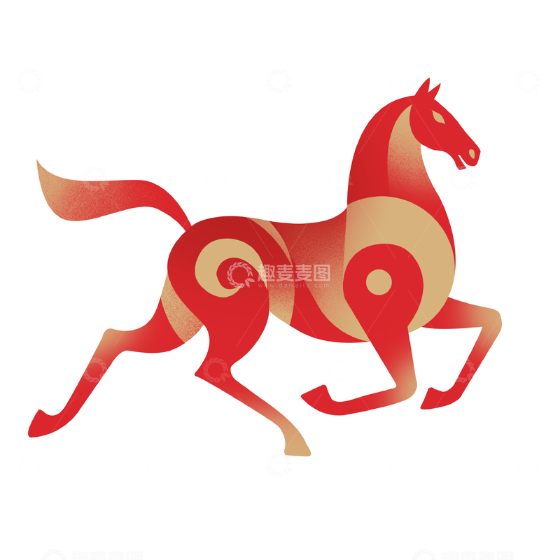 源文件下载【趣麦麦图】-马年手绘插画形象