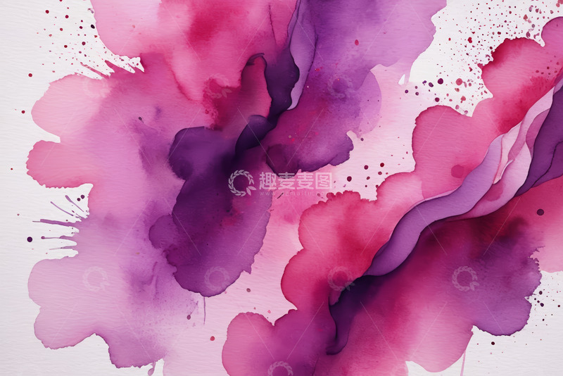 高清大图下载【趣麦麦图】粉紫色抽象水彩背景素材