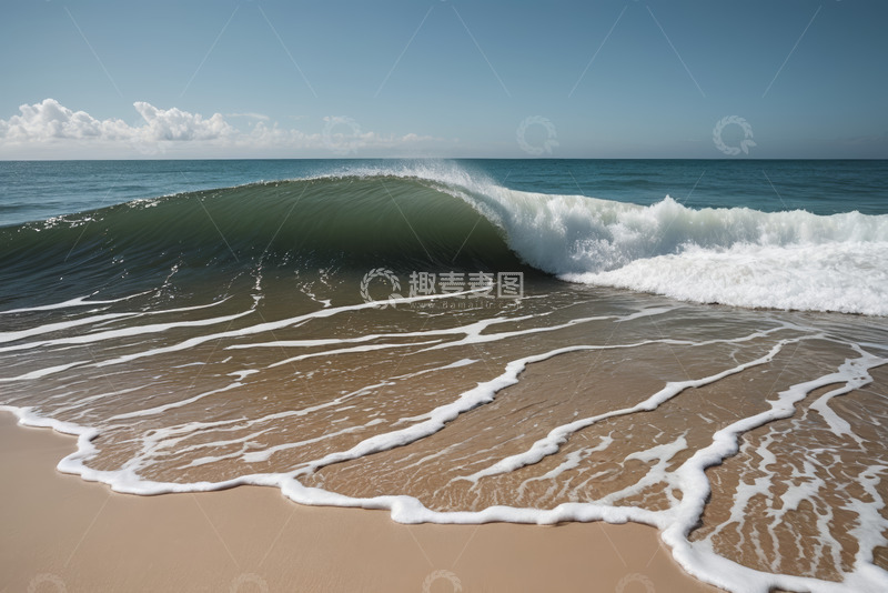高清大图下载【趣麦麦图】海滩海浪翻涌景象