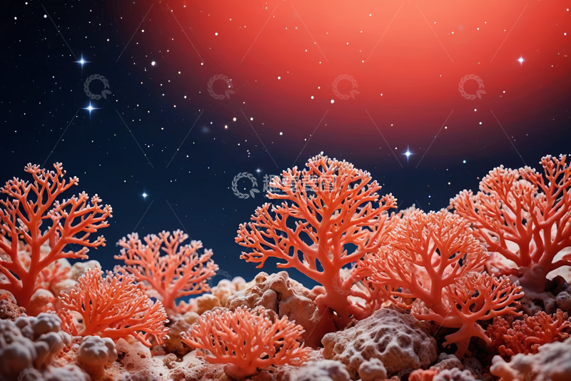 高清大图下载【趣麦麦图】海底红色珊瑚景观