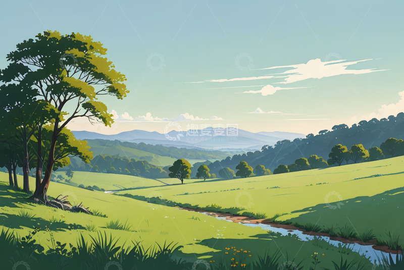 高清大图下载【趣麦麦图】田园草地树林自然风光