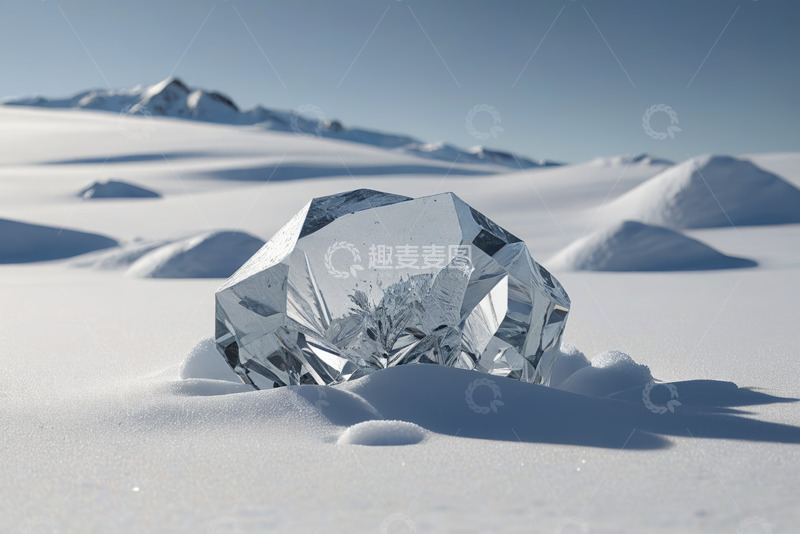 高清大图下载【趣麦麦图】雪地中的透明水晶