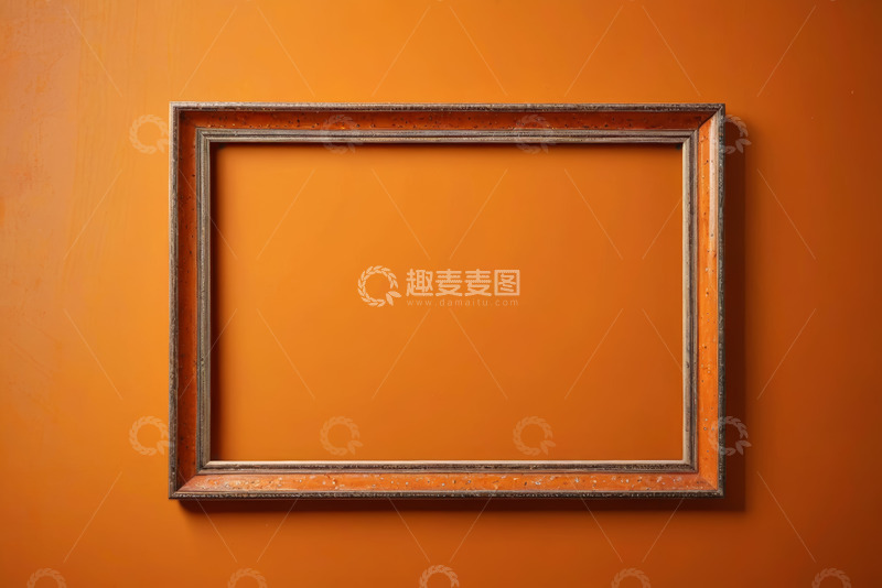 高清大图下载【趣麦麦图】橙色背景上的复古装饰画框