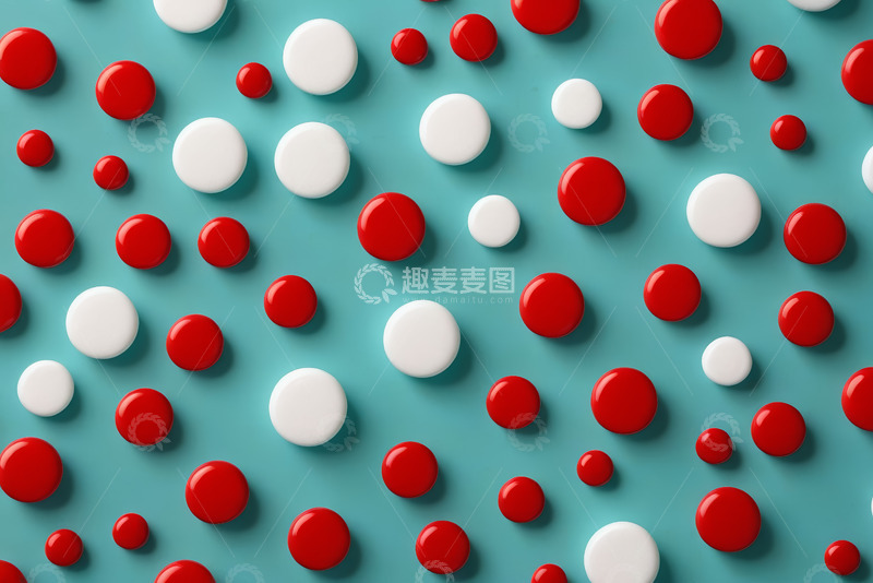 高清大图下载【趣麦麦图】红蓝白圆点图案背景