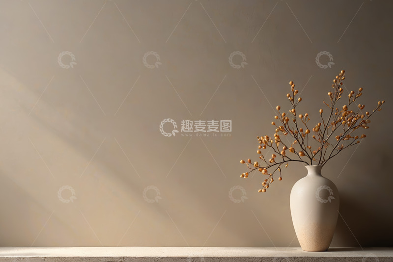 高清大图下载【趣麦麦图】简约花瓶插枝静物装饰素材