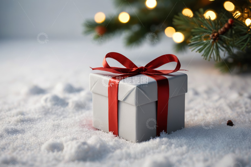 高清大图下载【趣麦麦图】雪地中的圣诞礼物盒