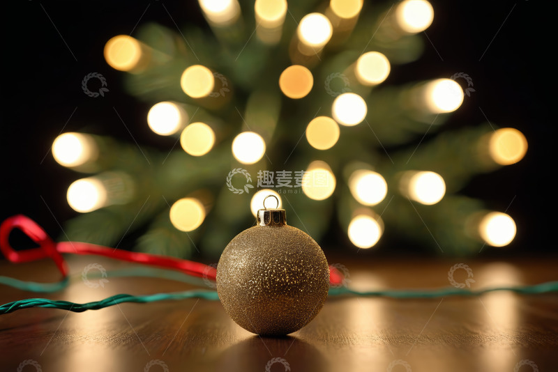高清大图下载【趣麦麦图】圣诞装饰球与圣诞树背景
